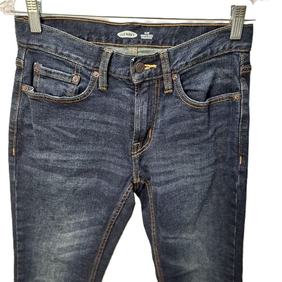 Old Navy Mens Dark Wash 5-Pocket Slim Fit Denim Blue Jeans 28x30 - Picture 3 of 8